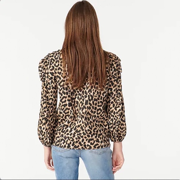 NWT J. Crew Ruffle-Sleeve Top in Leopard - Picture 3 of 4